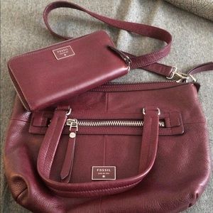 Fossil Dawson satchel & wallet